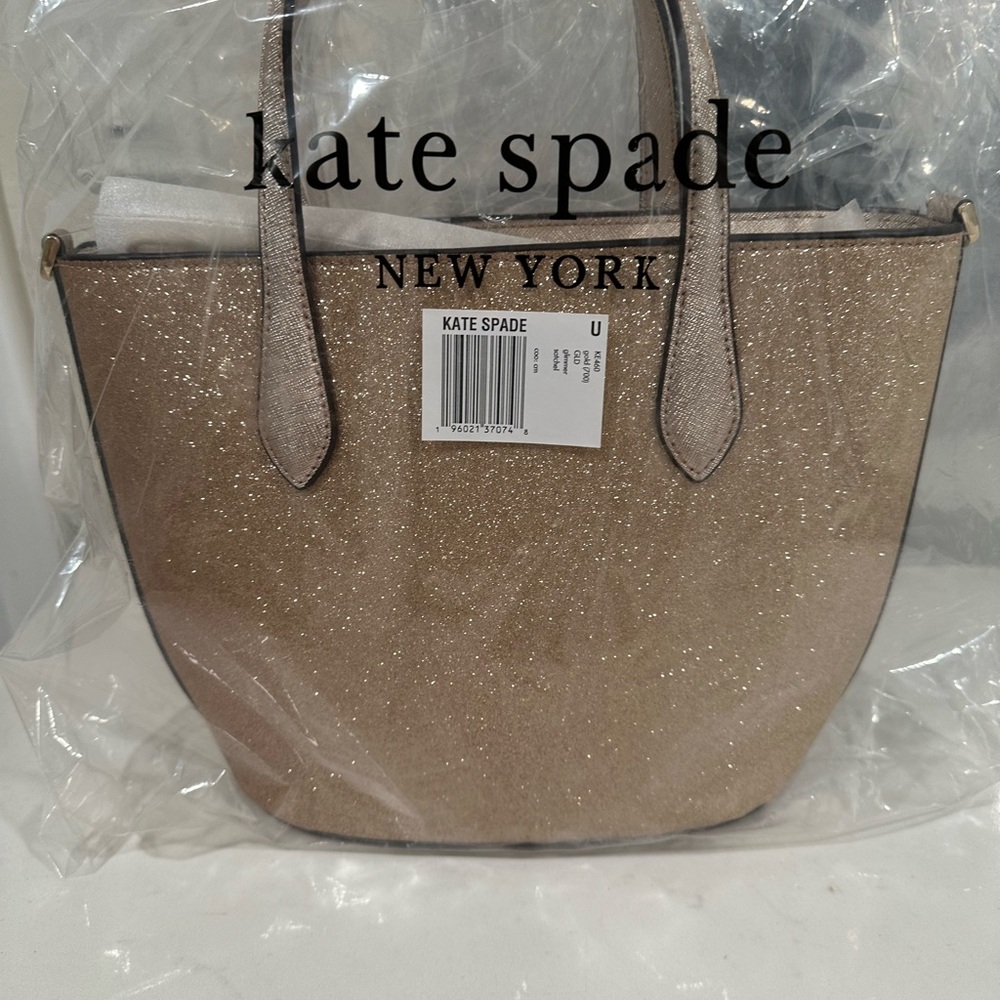 Kate Spade ♠️ gold glitter and saffiano leather bag new